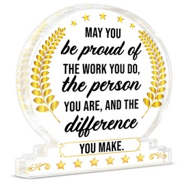 Appreciation Gifts for Coworkers Employee Boss Leader, Farewell Leaving Gifts for Teacher Staff Nurse Volunteer, May You Be Proud of the Work You Do Acrylic Thankful Sign Office Desk Decor, Clear