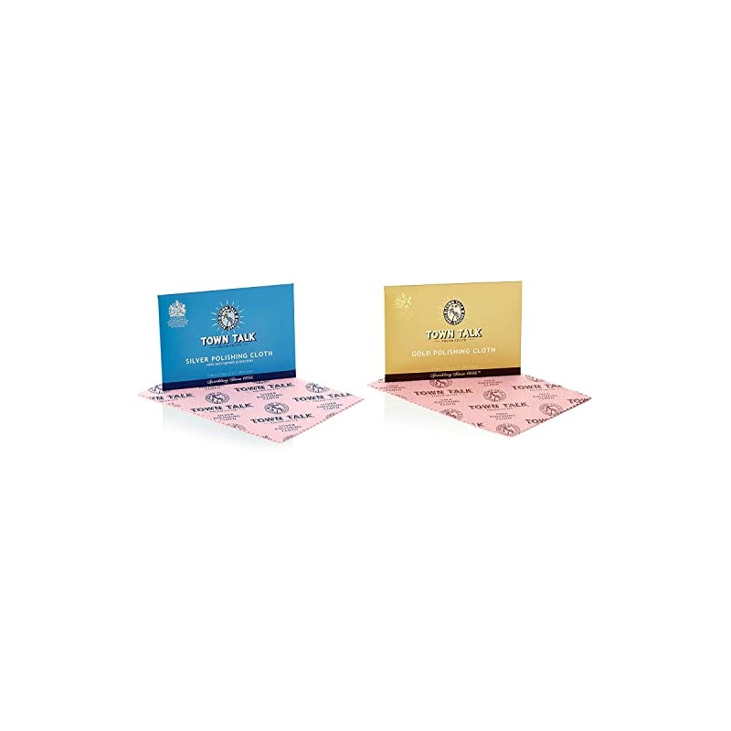 Town Talk Silver & Gold Polishing Cloths 12.5 x 17.5cm