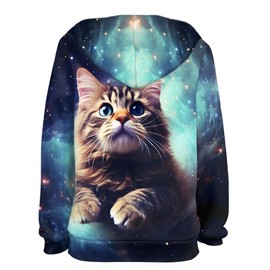 GLUDEAR Boys Girls Cool Animal 3D Print Graphic Hoodie Sweatshirts Long Sleeve Pullover Hoodies,Green Galaxy Brown Cat,M