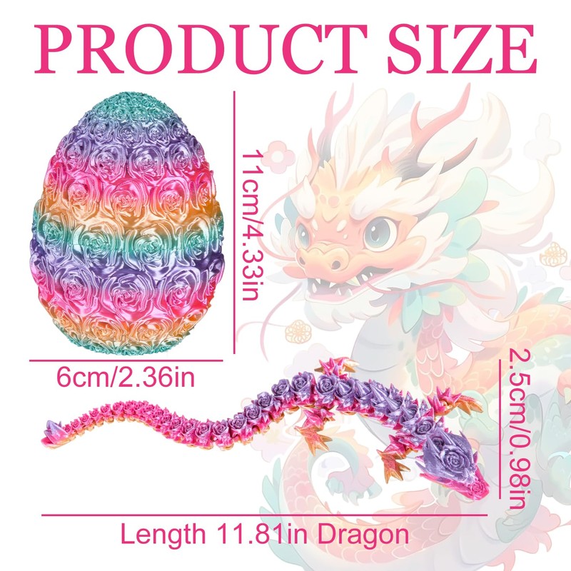 3D Printed Dragon in Egg Articulated Rose Eggs with Flexible