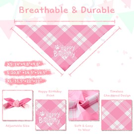 Goherii Dog Birthday Party Supplies, Dog Bandana Set with Dog Birthday Hat, Banner for Dog Party Decoration, Multi Size Offered Puppy Pet Girl (Pink,XS)
