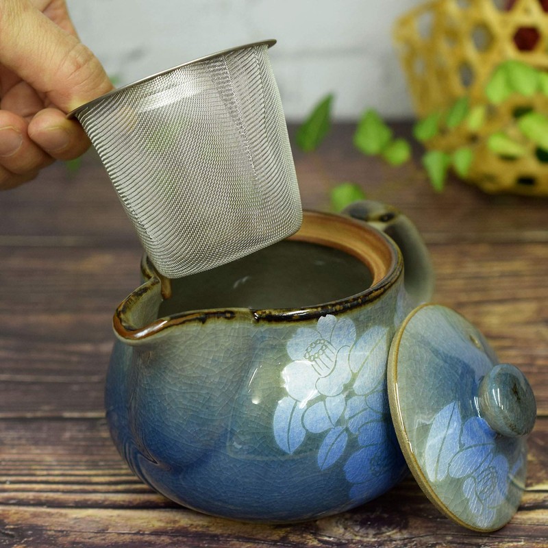 Stylish Kutani Ware Teapot Pot, Ginsayama Tea Flower Pot, Ceramic,
