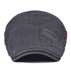 VOBOOM Men Cotton Adjustable Newsboy Beret Ivy Cap Cabbie Flat Cap (Grey)