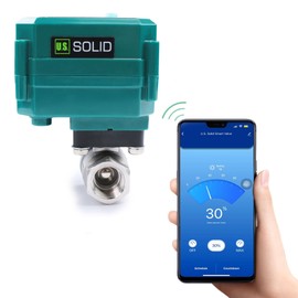 U.S. Solid 1/2” Smart WiFi Motorised Ball Valve – App Mobile Remote Control Stainless Steel Electrical Ball Valve with Manual Switch, 5V DC USB Connection, G Thread