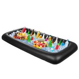 Inflatable Buffet Ice Cube Tray Bar for Pool Parties, Pool Party Accessories, Buffet, Salad, Food and Drink, Tray for Party, Picnic and Camping, 130 x 60 x 12 cm, Iron Containing