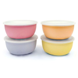 Elk and Friends Stainless Steel Bowls + Silicone Sleeve and Storage Lid | Baby, Toddler, Kids | Cereal & Snack Bowls | Storage Containers | Dishwasher Safe | 4 Pack