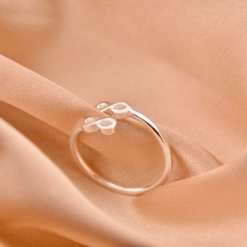 Sterling Silver 925 Double Infinity Ring Open Wrap Adjustable Eternal