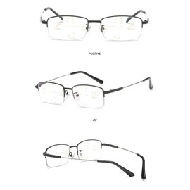Ultra Lightweight Titanium Alloy Bifocal Progressive Multi-focal Dimming Color Changing Blue Light Compatible Photochromic Presbyopic Men Fishing Excursion (Black Bla, +1.0)