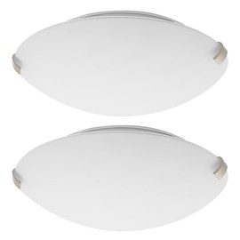 MingBright 2 Pack 13-Inch LED Flush Mount Ceiling Light Fixture, Triangle Hook Base with Glass Shade, 1500 Lumen, 3000K/4000K/5000K, Dimmable Ceiling Light Fixture for Bathroom Bedroom Kitchen