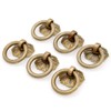 LXZ 6 PCs Vintage Antique Brass Ring Pulls with Hollowed-Out