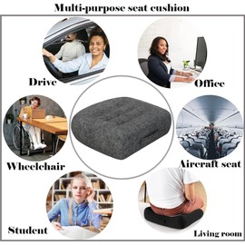 Super Thicken Car Seat Cushion for Adults-Car Booster Seat for Short Drivers-Increase The Field of View by 12cm/4.7in,Plush shell, breathable,with handle,easy to carry,for Cars,Office,Home（Dark Gray）