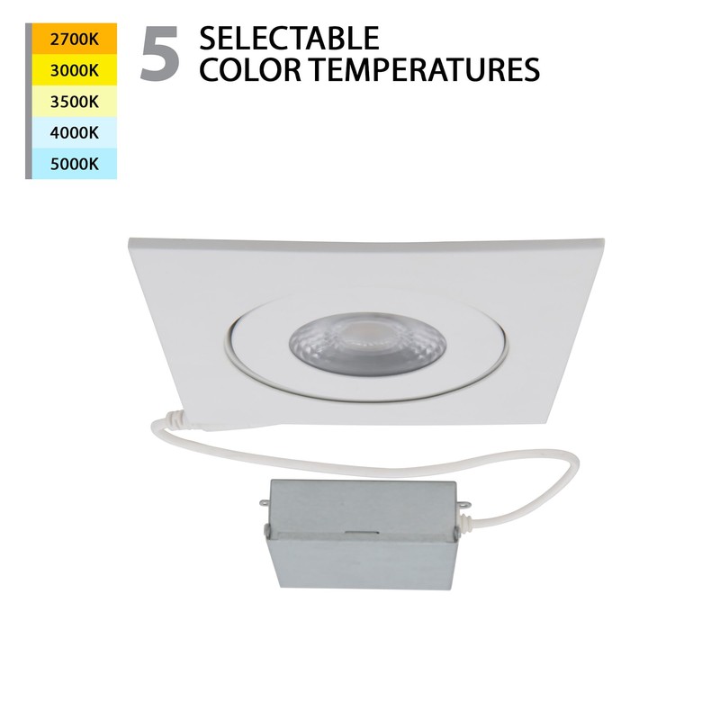 WAC Lighting Lotos 4in LED Square Adjustable Recessed Light 5-CCT