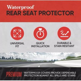 Motor Trend Waterproof Universal Rear Bench Seat Cover Red Stitching MTSC-268-RD