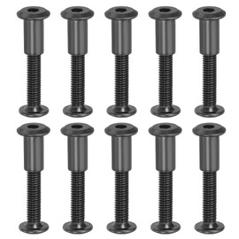 PATIKIL M6 x 30mm Hex Bolts, 20 Set Book Screws Connecting Screws Hex Drive Socket Screws Nuts for Scrapbook Leather Belt Album Photo Furniture Repair, Black