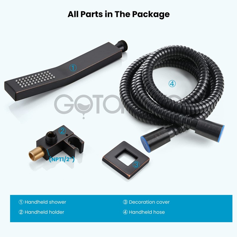 gotonovo Oil-Rubbed Bronze Solid Brass Hand Held Shower Head Wall