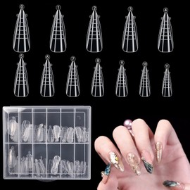 Poraceous 120 Stück Dual Nail Forms Set, Clear Matte Dual Nail System Form Mould, Pointed Nägel Extender, mit Skalenlinien Wiederverwendbar für Nägel für Gel-Maniküre, Nagelstudio und Heimwerker