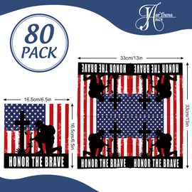 JarThenaAMCS 80 Sheets Memorial Day Paper Napkins American Flag Soldier Cross Disposable Napkins July 4th Patriotic Luncheon Dinner Napkins for Independence Honor Party Supplies Table Decor