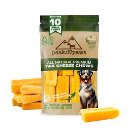 peaksNpaws Yak Cheese Himalayan Dog Chews, High Protein, Natural Dog Treats, Lactose Free, Chew Sticks for Aggressive Chewers, Long Lasting Pet Treat for Small, Medium & Large Dogs, Small 10 Chews