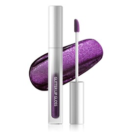 Deep Purple Metallic Liquid Lipstick, Non-Stick Cup Glitter Lip Gloss, High Pigmented Lip Color with Transfer-proof Wear, Long Lasting Waterproof Shimmer Sparkly Lipstick Cosplay Makeup for Women-08