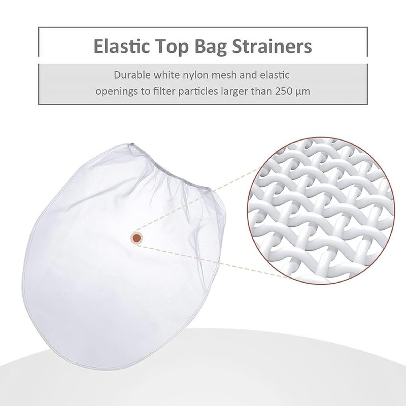 10 Pcs 5 Gallon Paint Strainer Bags, Elastic Top Opening,White