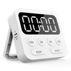 Digital Kitchen Timer, Kids Classroom Timer, Magnetic Digital Stopwatch Clock Countdown Countdown Timer Large LED Display Volume Adjustable for Cooking, Exercise, Baking, Desk (White)