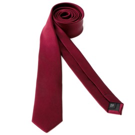Landisun Burgundy Tie Men Women Solid Skinny Ties Slim Ties Satin Tie-Burgundy