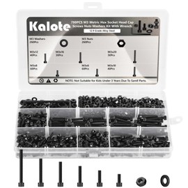 780PCS M3 Screw Kit, M3 Screws Suitable for 3D Printer,12.9 Grade Alloy Steel M3 Bolts, M3x6mm/8mm/10mm/12mm/16mm/20mm Hex Socket Head Cap Screws Bolts Nuts Kit