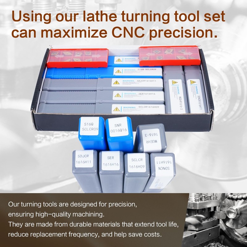 CHAWNIAO Indexable Lathe Turning Tool 21Pcs Kit 5/8" (16mm) Shank,