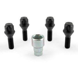 H&R B1252801KEY4 Rim Lock – Set of 4 Cone 60 Degrees – M12 x 1.5 x 28 mm, Black