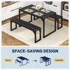 Allewie 3-Piece Dining Table Sets with Benches, Heavy Duty Metal