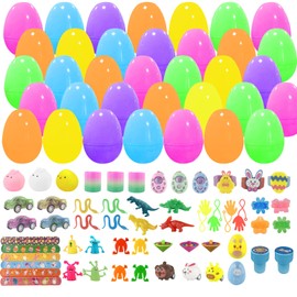 48 Pieces Easter Egg Hunting Set, Jsdoin Kids Surprise Egg with Original Toy, Colourful Eggs, Blind Box, Toy for Easter, Party Favors, Easter Gifts for Children, Basket Filler, Filler