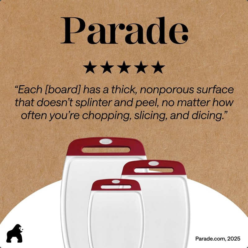 GORILLA GRIP BPA-Free Reversible Kitchen Cutting Board Set of 3,
