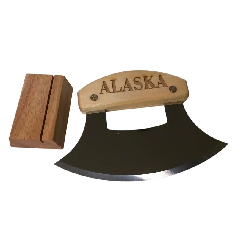 The Ulu Factory Alaska Birch Ulu Knife 6" Stainless Steel