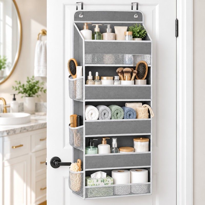 Hanging Storage Organizer for Behind-Door Use – Anti-Tilt Multi-Pocket Shelf