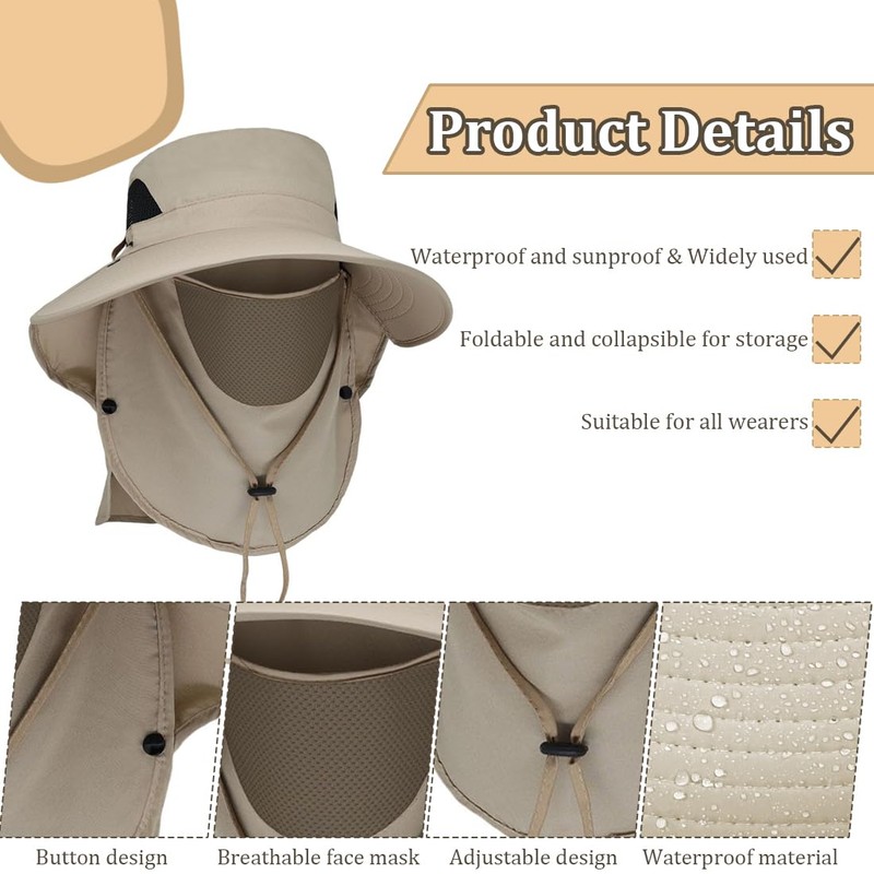 WUFKOP Cappello da Sole con Protezione Integrale, Cappello Anti UV