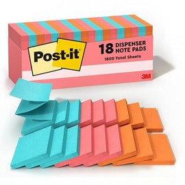 Post-it - Bloc de notas plegables, 18 almohadillas para orejas, 100 hojas (R330-18CTCP)