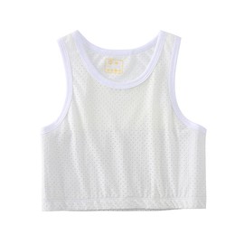 BaronHong Tomboy Breathable Mesh Sturdy Stretchy Pullover Chest Binder Masculine Tank Top(White,L)