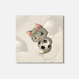 Unbranded Funny Cat Soccer Ball Animal 4'' X 4'' Square Wooden Coaster