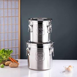 Xuthusman Cereal Container Kitchen Flour Oil Milk Food Storage Bucket Stainless Steel Airtight Canister w/Lid (6L)