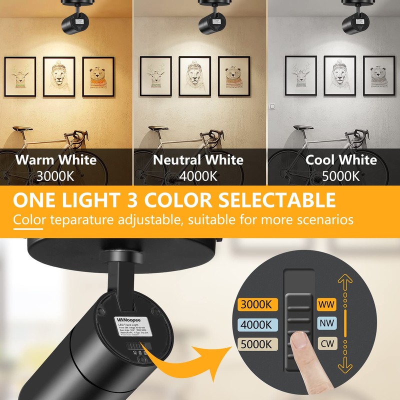 VANoopee 3-Color Zoomable LED Ceiling Spotlight Flush Mount Adjustable Spotlight