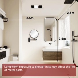 Hahoray 8” Wall Mount Makeup Mirror with 20X Magnification, Double Sided Shaving Mirror Wall Mounted for Bathroom, 360°Swivel Extendable Vanity Mirror with Adjustable Arm for Daily Use, Black