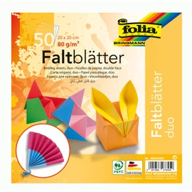 Folia- Folding Sheets, 50 Sheets Assorted in 10 Designs - Ideal for Beautiful Folding Figures and Shapes, 20 x 20 cm