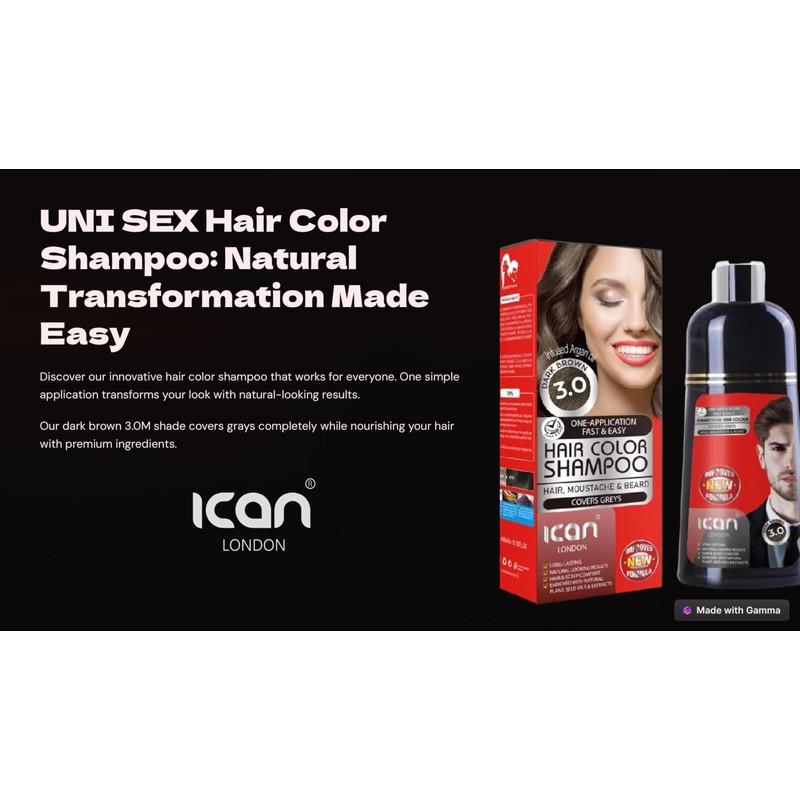 Hair Color Shampoo Dark Brown 3.0 100% Gray Coverage 400ML