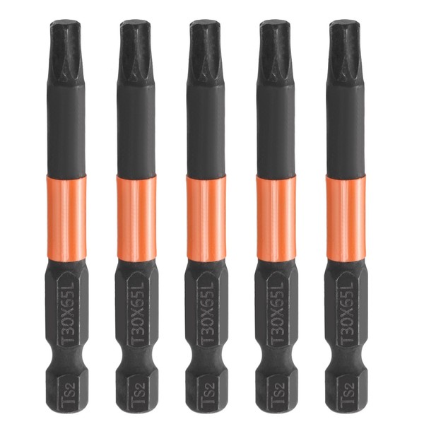 HARFINGTON 5pcs T30 Torx Head Screwdriver Bit 2.56" (65mm) Long