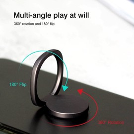 [2 Pack] Matte Rounded Edges Cell Phone Ring Holder Stand,360 Degree Rotation and 180 Degree Adjustable Finger Ring Kickstand with Frosted Metal Phone Grip (Black)