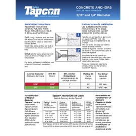 ITW RED HEAD 1/4 inch x 3-1/4 inch Tapcon,HW4-314 Hex Head Concrete Screw for Anchoring to Masonry,Block or Brick (500 per Case)