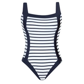 Sunflair Badeanzug Damen Badeanzug - Einteiler mit Schalen und hohem Rücken - große Cups und verstellbare Träger - zweifarbig mit klassischen Streifen