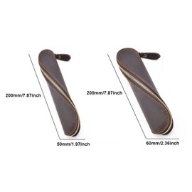 Leather Pencil Case S-Shaped Zippered Pen Pouch Elegant and Practical Pencil Cases for Adults and Students(Purple (S）)