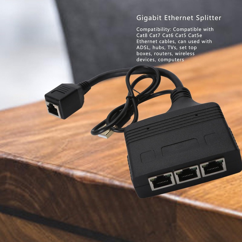 Ethernet Splitter 1 to 3, 1000Mbps Network Splitter, RJ45 Network
