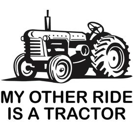 My Other Ride is A Tractor Vinyl Decal Sticker for Car/Window/Wall (Red Gloss)